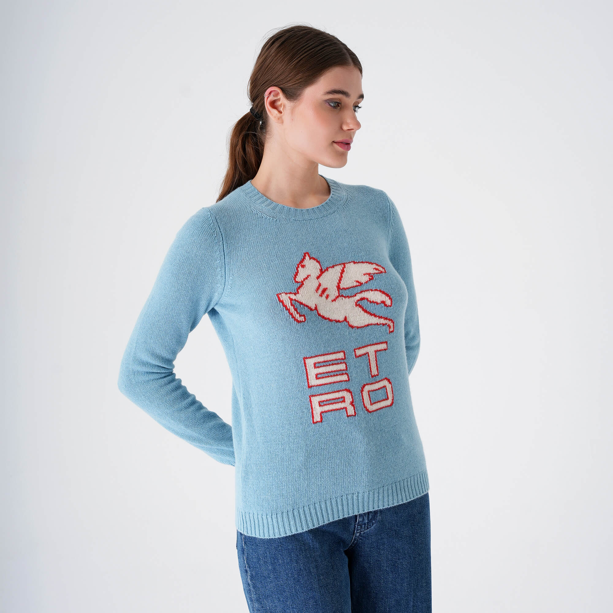 Etro-Blue Wool Icon Logo Sweater